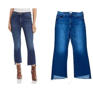 MOTHER THE INSIDER STEP FRAY JEANS HIGH WAIST CROP SWEET & SASSY BLUE 30